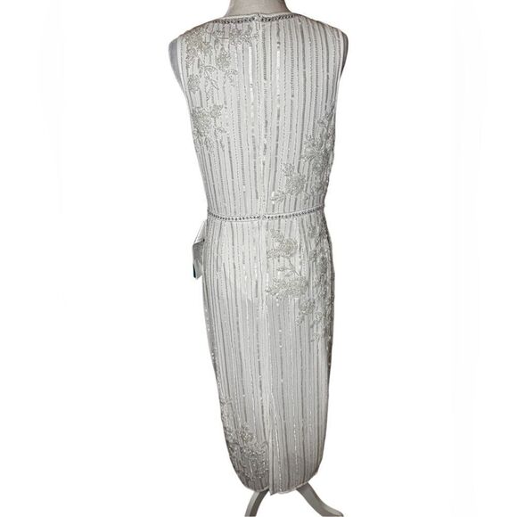 NWT MACDUGGAL White Striped Floral Embellished Sleeveless Midi Dress size 8 🤍 - Picture 6 of 15